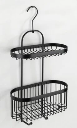 WENKO Doucherek 2-laags Classic Plus Black Mat Zwart - Doucherek Zonder Boren - Doucherek Hangend Zwart -Badkamer Wijs 728x1200 2