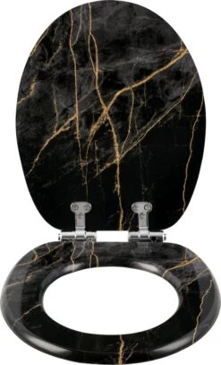 Kamyra® Toiletbril Met Softclose & Print - Toiletbrillen, WC Bril, Brillen, Toiletzitting - Zwart Marmer - 37.5x43.5 Cm -Badkamer Wijs 729x1200 1