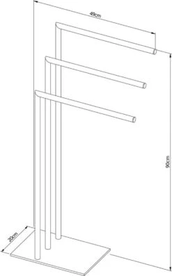 Sealskin Tube - Handdoekrek 3-armig Vrijstaand - Zwart -Badkamer Wijs 747x1200