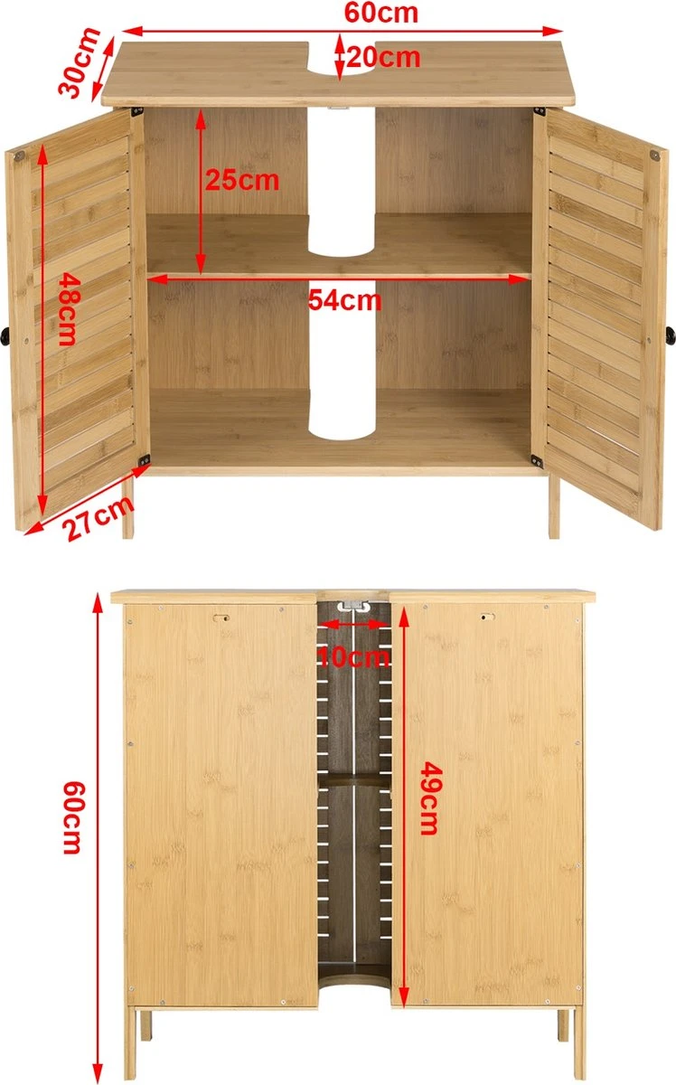 Kamyra® Badkamermeubel Bamboe - Badkamerkast, Wastafelmeubel, Onderkast Wastafel - 60x30x60 Cm - Bamboe 10 Kamyra® Badkamermeubel Bamboe - Badkamerkast, Wastafelmeubel, Onderkast Wastafel - 60x30x60 Cm - Bamboe - Afbeelding 8