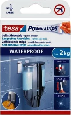 Tesa Powerstrips Large Waterproof Klusbenodigdheden - Klusbenodigdheden - Huishouden - Plakstrips/powerstrips - Dubbelzijdig - Zelfklevend - Tape/strips/plakkers -Badkamer Wijs 749x1200