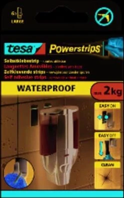 Tesa Powerstrips Large Waterproof Klusbenodigdheden - Klusbenodigdheden - Huishouden - Plakstrips/powerstrips - Dubbelzijdig - Zelfklevend - Tape/strips/plakkers -Badkamer Wijs 753x1200 1