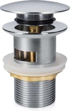 Navaris Pop-up Gootsteen Plugstop - Kliksysteem En Past Op Alle Standaardmaat Wasbakken - Voorkomt Haar En Afval In De Afvoer - Chroom 38 Mm
