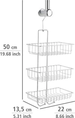 WENKO Doucherek Nivala 3-laags Chroom - Doucherek Zonder Boren - Doucherek Hangend -Badkamer Wijs 765x1200