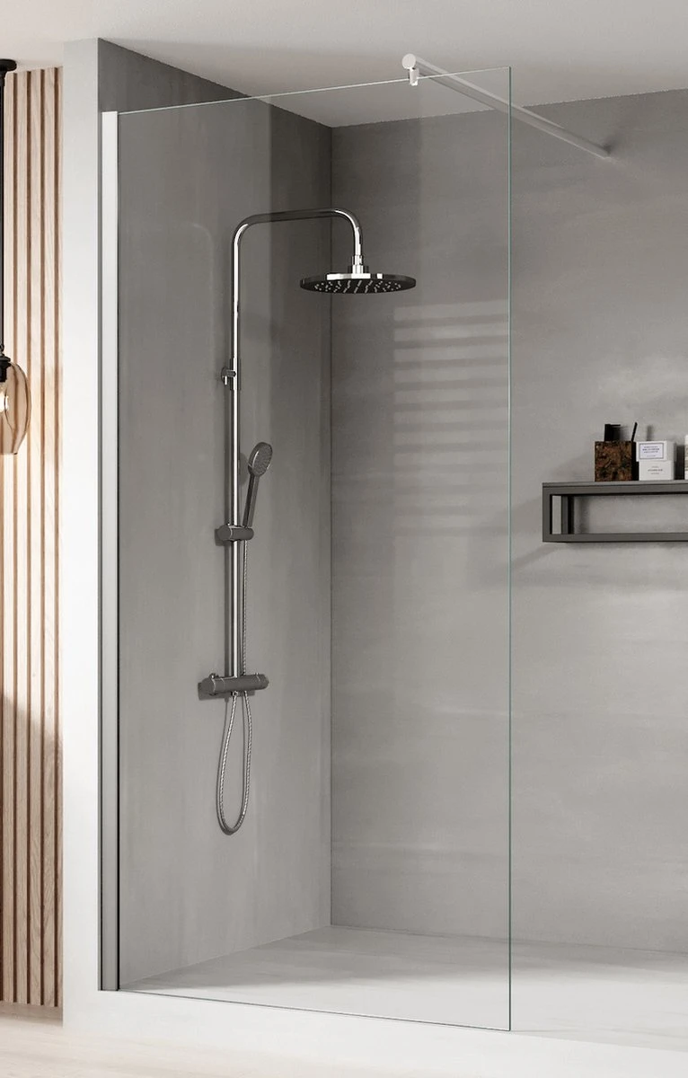 Merkloos Inloopdouche Florida 60 X 200cm Douchewand Chroom 3 Merkloos Inloopdouche Florida 60 X 200cm Douchewand Chroom