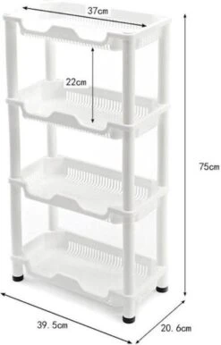 Merkloos Decopatent® 4 Laags Opbergrek -Staand Rek 4 Etages Voor Badkamer - Keuken - Keukenrek - Badkamerrek - Kunststof Rechthoekig Rek -Badkamer Wijs 768x1200