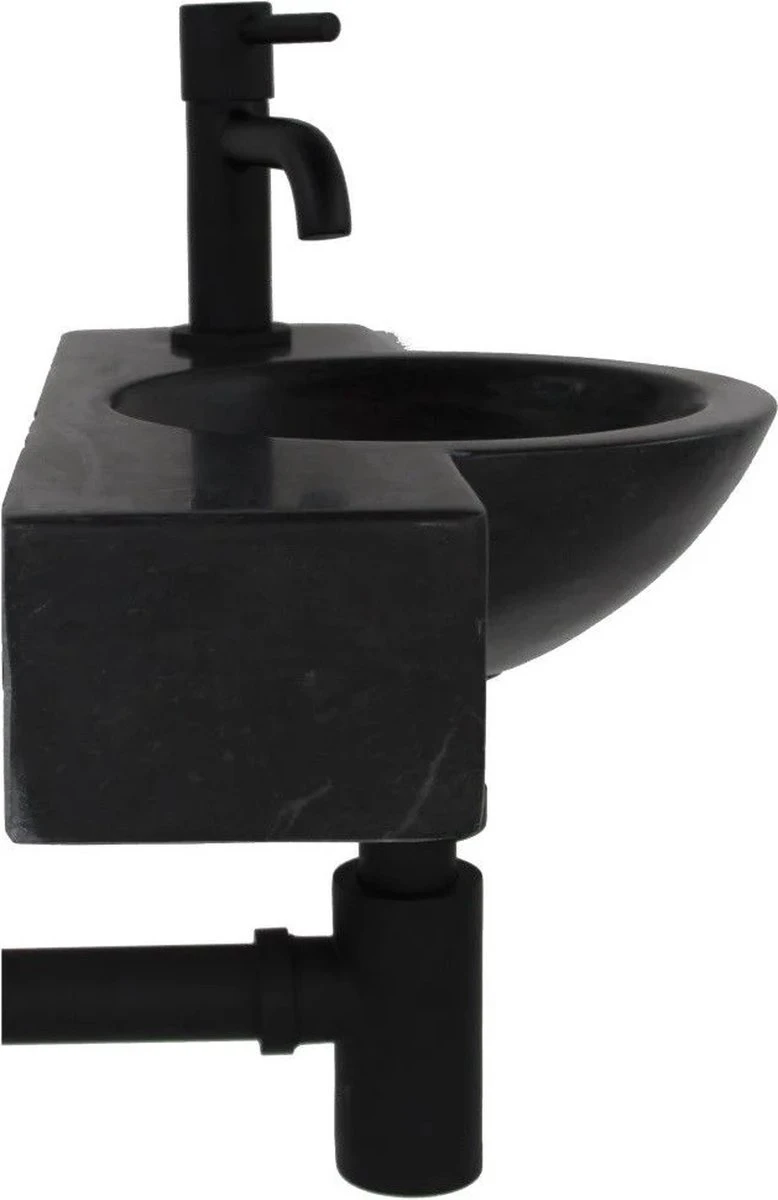 Fonteinset Fynn Hardsteen Met Sifon En Kraan - Toiletfontein 3 Fonteinset Fynn Hardsteen Met Sifon En Kraan - Toiletfontein