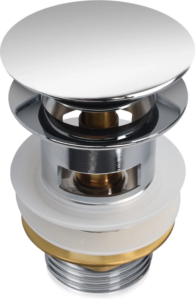 Navaris Pop-up Gootsteen Plugstop - Kliksysteem En Past Op Alle Standaardmaat Wasbakken - Voorkomt Haar En Afval In De Afvoer - Chroom 38 Mm 4 Navaris Pop-up Gootsteen Plugstop - Kliksysteem En Past Op Alle Standaardmaat Wasbakken - Voorkomt Haar En Afval In De Afvoer - Chroom 38 Mm - Afbeelding 2