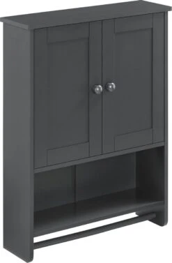 Badkamerkast Steyr Voor Wandmontage 65x48,7x14,5 Cm Donkergrijs -Badkamer Wijs 786x1200