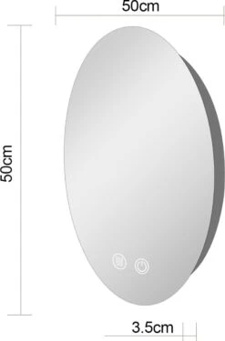 SensaHome - Led Wandspiegel Rond - Ronde Badkamerspiegel Frameloos Met LED Verlichting - Wand Gemonteerd - Anti-Condens - 2700K/4500K/6400K - Warm/Neutraal/Koud Wit - 50CM -Badkamer Wijs 790x1200