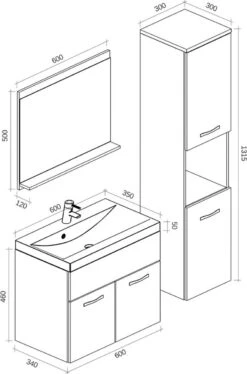 Badplaats Badkamermeubel Set Montreal 60 Cm X 35 Cm - Zwart Hoogglans - Badmeubel Met Spiegel En Zijkast -Badkamer Wijs 792x1200 2