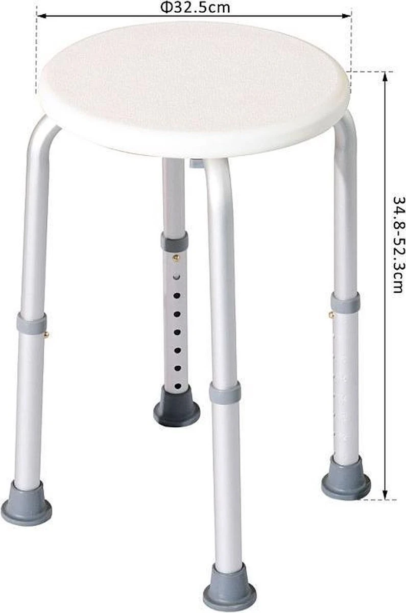 Merkloos Stevige Antislip Douchekruk - Lichtgewicht & In Hoogte Verstelbaar - Douchestoel - Badkamer Kruk Douche Stoel - Rond - Max 135 KG 3 Merkloos Stevige Antislip Douchekruk - Lichtgewicht & In Hoogte Verstelbaar - Douchestoel - Badkamer Kruk Douche Stoel - Rond - Max 135 KG