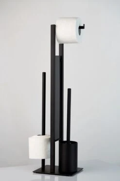 WENKO Toiletbutler Rivalta Zwart - Toiletborstel Met Houder, Toiletrolhouder En Reserverolhouder -Badkamer Wijs 799x1200 24