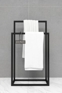 Pochon Home - Handdoekrek Metaal - Mat Zwart - Vrijstaand - Metaal - Handdoekhouder - 2 Rails -Badkamer Wijs 800x1200 23