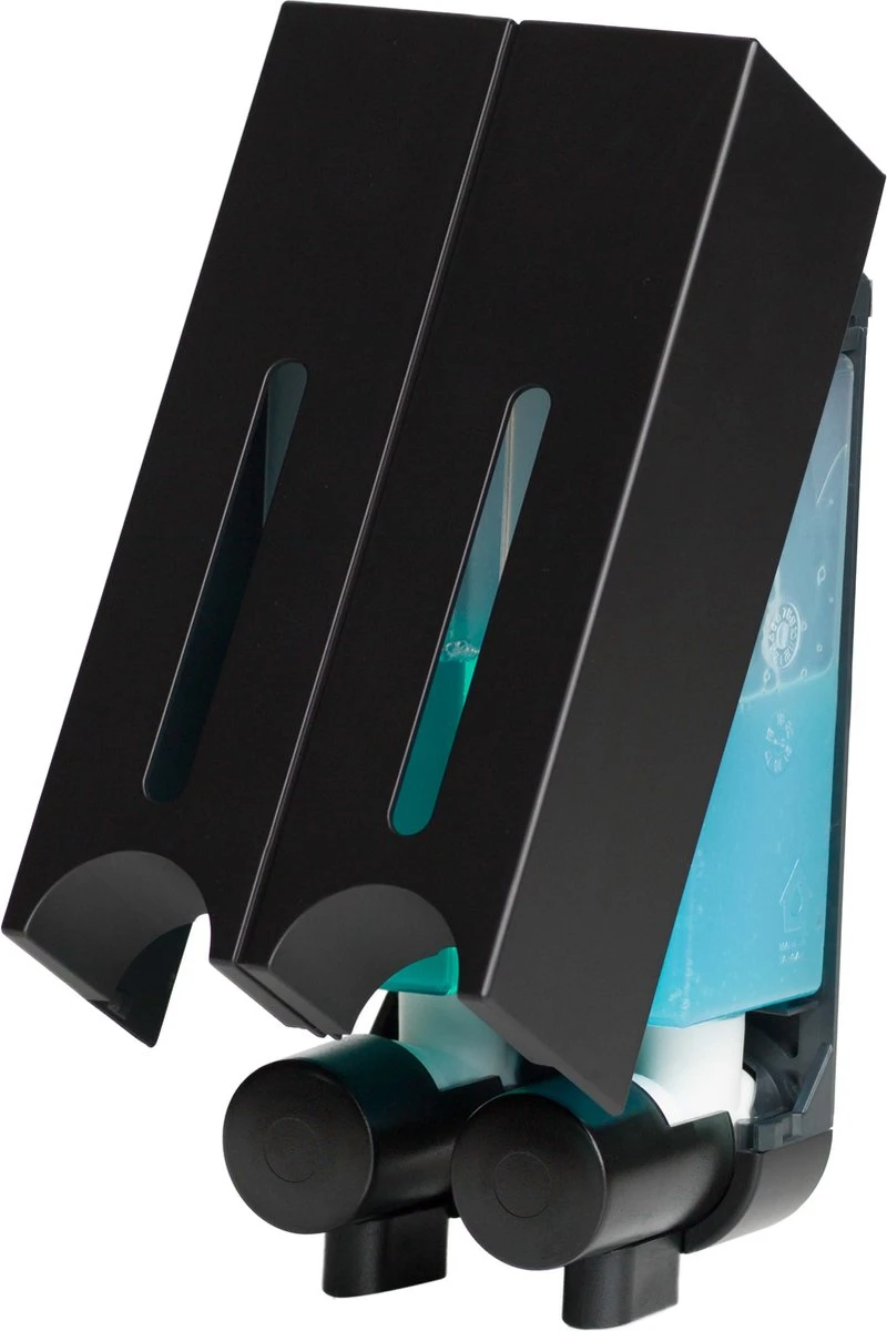 Aquathof, Zeepdispenser, Mat Zwart, 2 Kamer, 2 Reservoirs, 2x250ml - Hangend - Wandmontage 8 Aquathof, Zeepdispenser, Mat Zwart, 2 Kamer, 2 Reservoirs, 2x250ml - Hangend - Wandmontage - Afbeelding 6