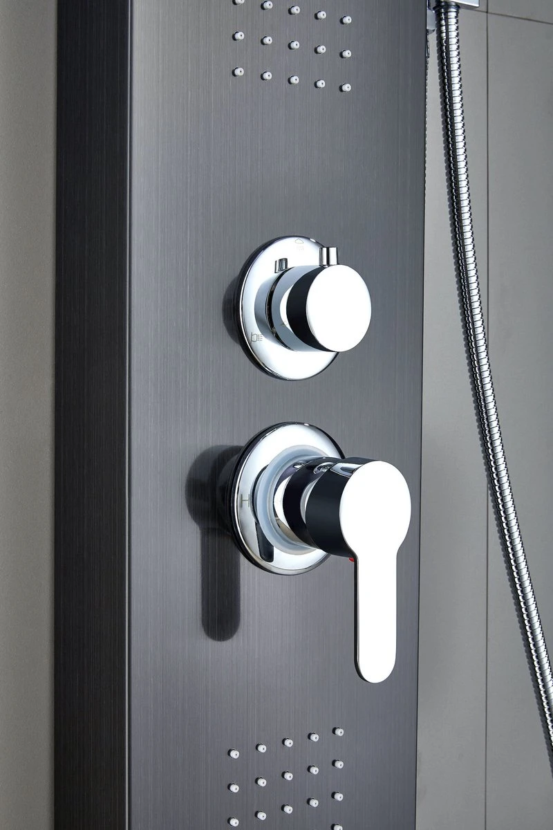 Badplaats Douchepaneel Aras - Zwart - Regendouche Met Mengkraan En Douchekop 4 Badplaats Douchepaneel Aras - Zwart - Regendouche Met Mengkraan En Douchekop - Afbeelding 2