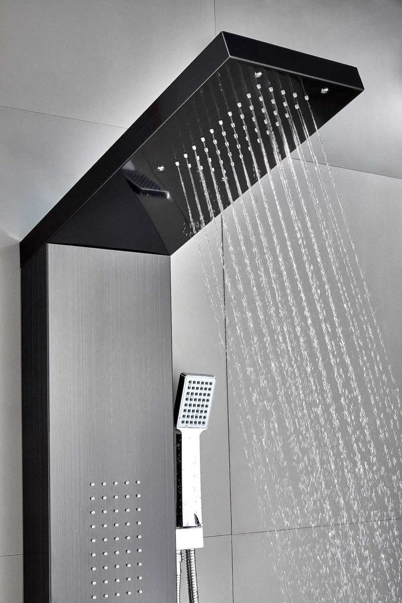 Badplaats Douchepaneel Aras - Zwart - Regendouche Met Mengkraan En Douchekop 5 Badplaats Douchepaneel Aras - Zwart - Regendouche Met Mengkraan En Douchekop - Afbeelding 3