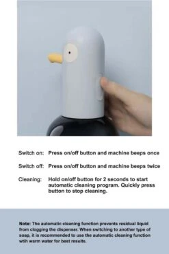 MUID Duck- Automatische Zeepdispenser - Handwas Schuimzeepdispenser Voor Kinderen - Zeeppompje-Oplaadbaar-Foam Technologie- Touchless Infrarood Sensor-Lichtblauw - 400ml - 10.35cm*11.5cm*19.5cm -Badkamer Wijs 801x1200 1