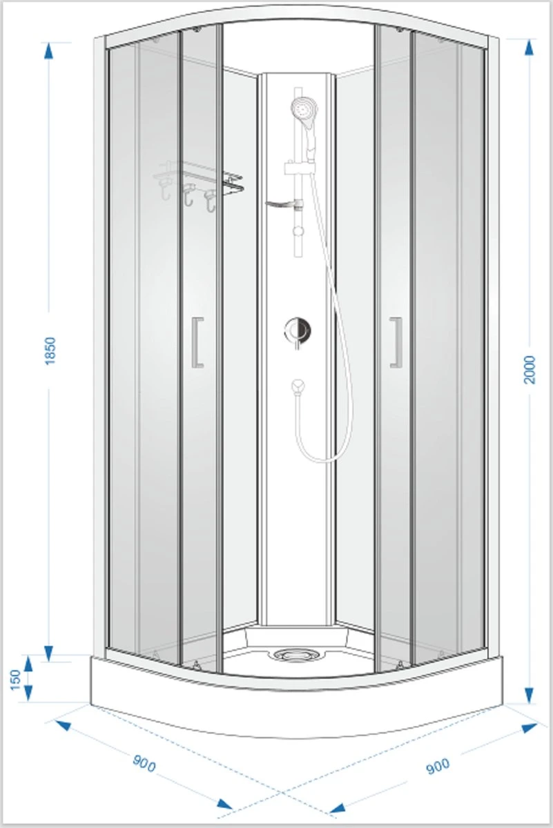 Sanifun Complete Douchecabine Steff 900 X 900 Kitvrij 4 Sanifun Complete Douchecabine Steff 900 X 900 Kitvrij - Afbeelding 2