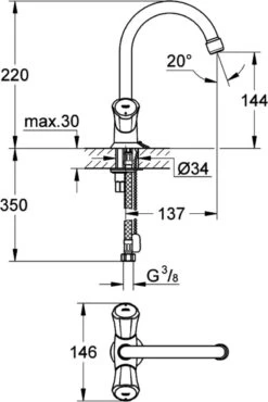 GROHE Costa-L Wastafelkraan - Met Ketting - Chroom 17 GROHE Costa-L Wastafelkraan - Met Ketting - Chroom -Badkamer Wijs 802x1200 11