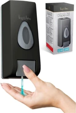 Vog&Arths - Zeepdispenser Wandmontage - Hangend Zeeppompje Muur - Zwart - Mechanische Zeep Pomp - 350ML - Zonder Batterijen!