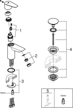 GROHE QuickFix Start Edge Wastafelkraan - Waterbesparend - Push Open Pop-up Waste - Chroom -Badkamer Wijs 810x1200 8