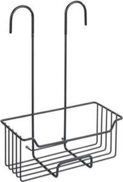 WENKO Doucherek Milo 25x36cm RVS Zwart - Doucherek Zonder Boren - Doucherek Hangend Zwart -Badkamer Wijs 812x1200