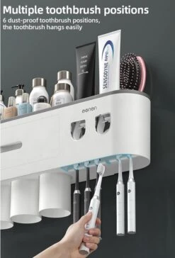 LuxeBass Tandenborstel Organizer | Tandenborstelhouder | Automatisch Tandpasta Dispenser | Met Lade En Opbergvak Voor Badkamer - LB544 -Badkamer Wijs 815x1200