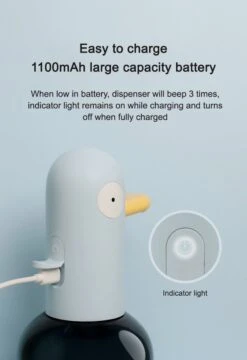 MUID Duck- Automatische Zeepdispenser - Handwas Schuimzeepdispenser Voor Kinderen - Zeeppompje-Oplaadbaar-Foam Technologie- Touchless Infrarood Sensor-Lichtblauw - 400ml - 10.35cm*11.5cm*19.5cm -Badkamer Wijs 824x1200 1