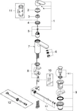 GROHE Eurosmart Cosmopolitan Wastafelkraan - Met EcoJoy - Trekwaste - Chroom - 2339600E -Badkamer Wijs 829x1200 2