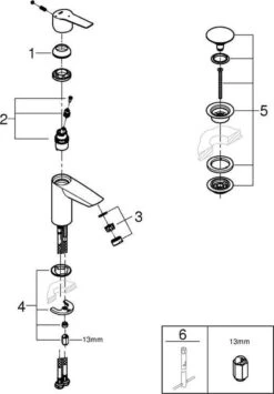 GROHE QuickFix Start Waterbesparende Wastafelkraan - Met EcoJoy® - Incl. Push-open Waste - Chroom - 23551002 -Badkamer Wijs 834x1200 1