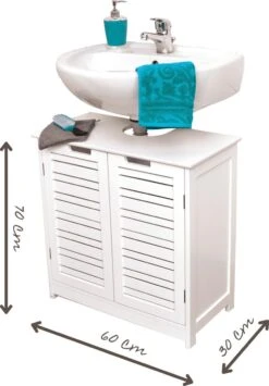 Merkloos Stockholm - Wastafel Onderkast - Wastafelmeubel - Badkamerkast - Wit - H70 X B60 X D30 - Badkamer Onderkast -Badkamer Wijs 836x1200 4