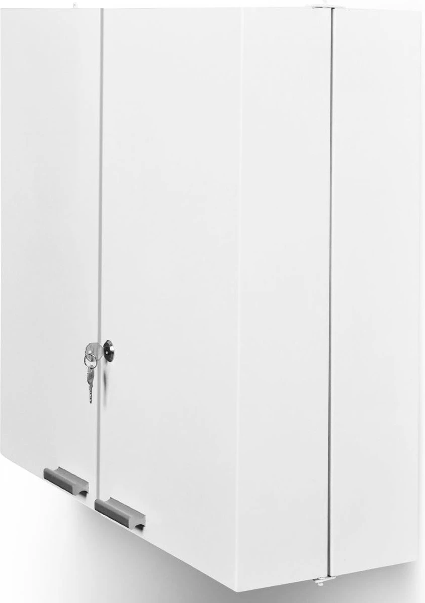 Jago - Afsluitbare XXL Medicijnkast Met 11 Vakken/Compartimenten - Staal - 2 Deuren - 53x53x20 Cm - Wit 4 Jago - Afsluitbare XXL Medicijnkast Met 11 Vakken/Compartimenten - Staal - 2 Deuren - 53x53x20 Cm - Wit - Afbeelding 2