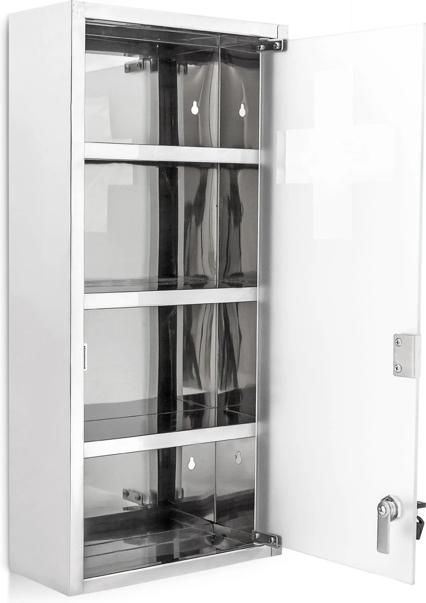 Relaxdays Medicijnkastje Rvs - Met Slot - Afsluitbare Medicijnkast - Hangend - Badkamer 5 Relaxdays Medicijnkastje Rvs - Met Slot - Afsluitbare Medicijnkast - Hangend - Badkamer - Afbeelding 3