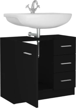 VidaXL Wastafelkast 63x30x54 Cm Spaanplaat Zwart -Badkamer Wijs 849x1200 6