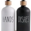 MAESON Glazen Zeepdispener Set Voor Handzeep En Afwasmiddel – Zeeppompje Keuken – Keukenaccesoires - Zwart/Wit -Badkamer Wijs 855x1200