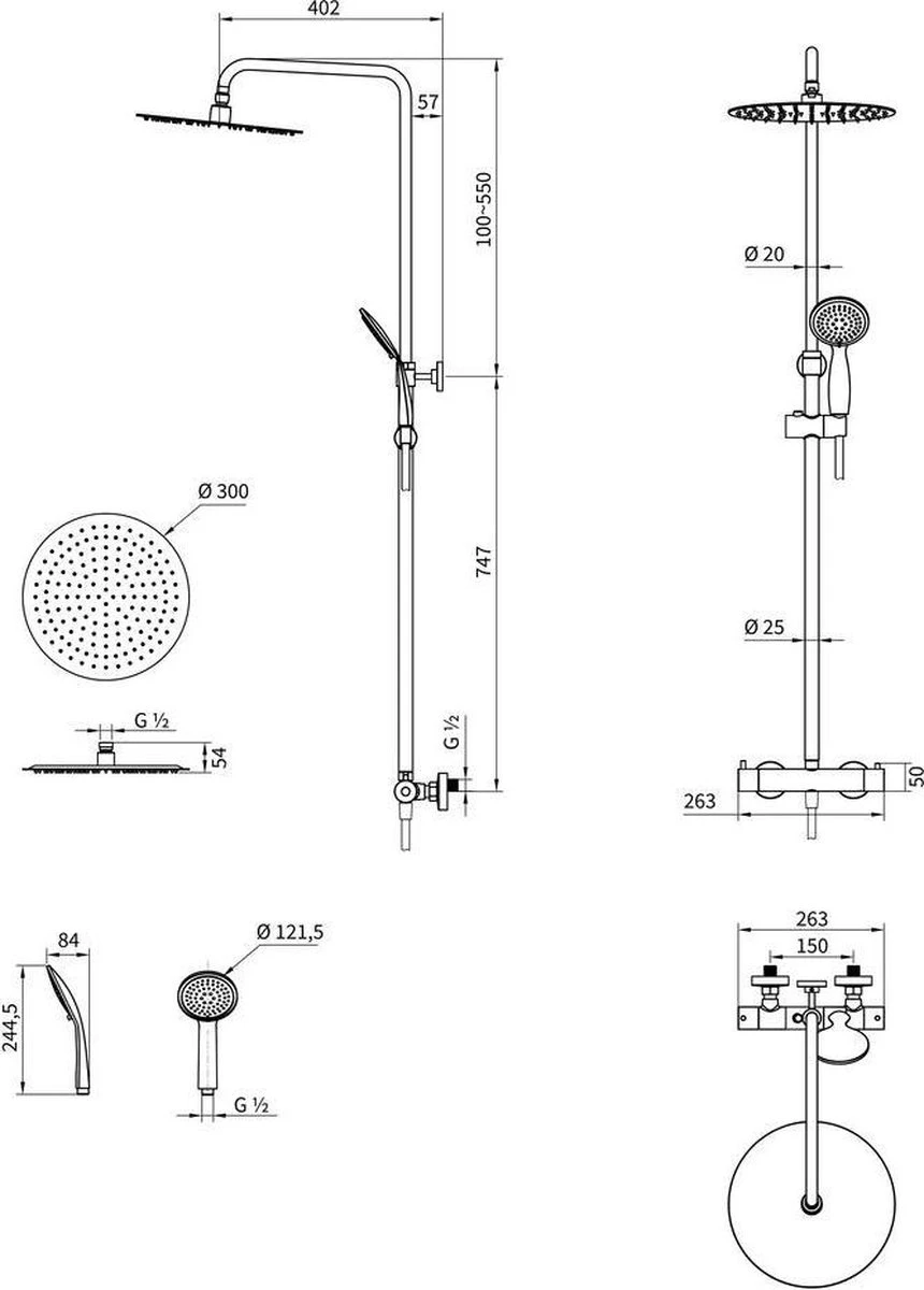 Tiger Twiss Doucheset - Regendouche Ø 30 Cm - Handdouche Ø 12 Cm - Met Thermostaatkraan - 3 Standen - Mat Zwart 4 Tiger Twiss Doucheset - Regendouche Ø 30 Cm - Handdouche Ø 12 Cm - Met Thermostaatkraan - 3 Standen - Mat Zwart - Afbeelding 2