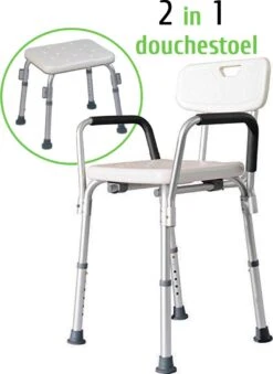 Douchestoel Met Afneembare Rugleuning En Armleuningen - Lichtgewicht En In Hoogte Verstelbaar - Douchekruk -Badkamer Wijs 874x1200 5