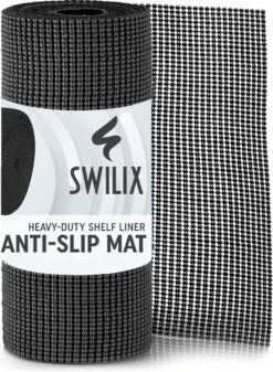 SWILIX ® Antislipmat Voor Kasten En Lades, Douchemat - Badkamermat - Badmat, Dienblad, Vloer - 4 Meter Rol - Anti Slip Mat - 400 X 30 Cm - Zwart -Badkamer Wijs 880x1200 6