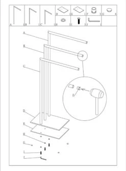 Sealskin Tube - Handdoekrek 3-armig Vrijstaand - Zwart -Badkamer Wijs 888x1200