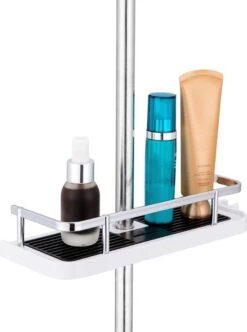 Merkloos Doucherek Zonder Boren –Douchemand- Badkamerrek-Doucheplank- Badkamer Organiser- Doucherek Hangend-Doucherek Zwart – Doucherek Hangend – Badkamer Organizer – Douche Organizer - Doucherekje - Doucherekje Zonder Boren-Zilver-Zwart-Wit -Badkamer Wijs 894x1200 1