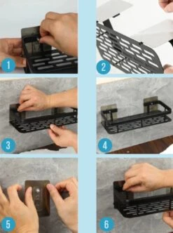 Merkloos Jawes- Wandrek- Zwart- 2stuks- Doucherek- Zonder Te Boren- Wandrek Zonder Boren- Wandrekje -Badkamer Wijs 894x1200 6