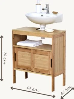 Wastafel Onderkast - Wastafelmeubel - Badkamerkast - Wastafelkast - H70 X B60 X D30 - Bamboe -Badkamer Wijs 898x1200 5