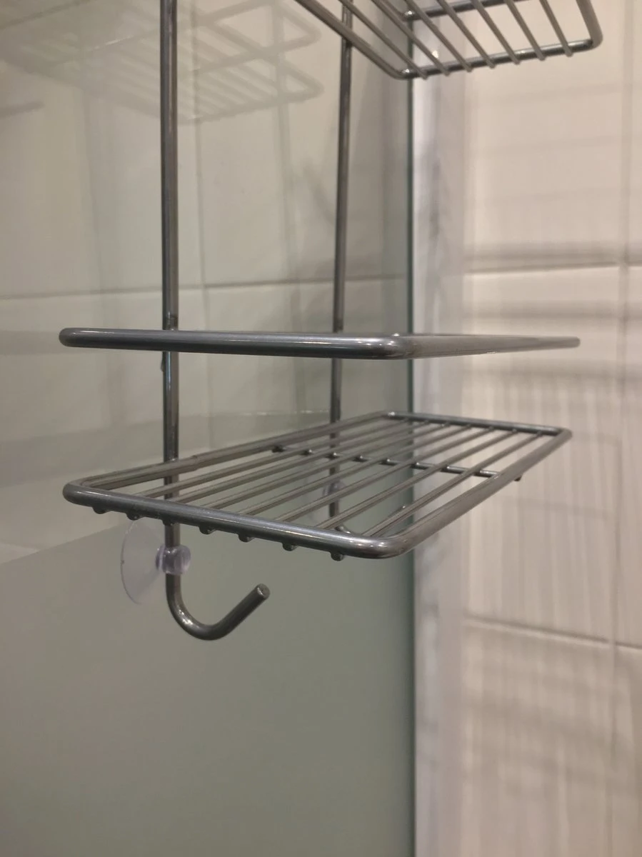 Ball Design Chroom Doucherek-3 Laags-hangend-Doucherek Zonder Boren 8 Ball Design Chroom Doucherek-3 Laags-hangend-Doucherek Zonder Boren - Afbeelding 6