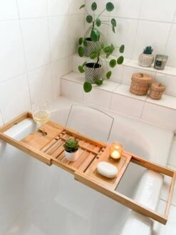 Bamboe Badplank Uitschuifbaar - 70 Tot 105 Cm - Met Boekenhouder -Badkamer Wijs 900x1200 27