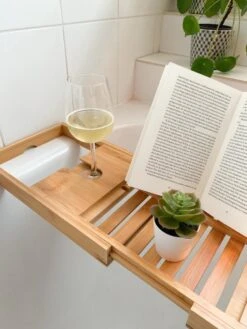 Bamboe Badplank Uitschuifbaar - 70 Tot 105 Cm - Met Boekenhouder -Badkamer Wijs 900x1200 28