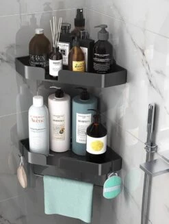 Luxe Doucherek Zonder Boren – 1/2/3 Laags – 32 Cm – Hangend – Aluminium – Zwart -Badkamer Wijs 907x1200 1