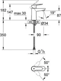 GROHE BauEdge Wastafelkraan - Met EcoJoy® - Zonder Waste - Chroom - 23330000 -Badkamer Wijs 907x1200