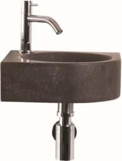 Differnz Cleo Fonteinset - Wasbak Natuursteen - Zwart - Gebogen Kraan - Chroom - Standaard Greep - 30 X 30 X 10 Cm -Badkamer Wijs 911x1200 3