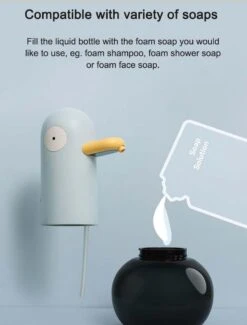 MUID Duck- Automatische Zeepdispenser - Handwas Schuimzeepdispenser Voor Kinderen - Zeeppompje-Oplaadbaar-Foam Technologie- Touchless Infrarood Sensor-Lichtblauw - 400ml - 10.35cm*11.5cm*19.5cm -Badkamer Wijs 912x1200 5